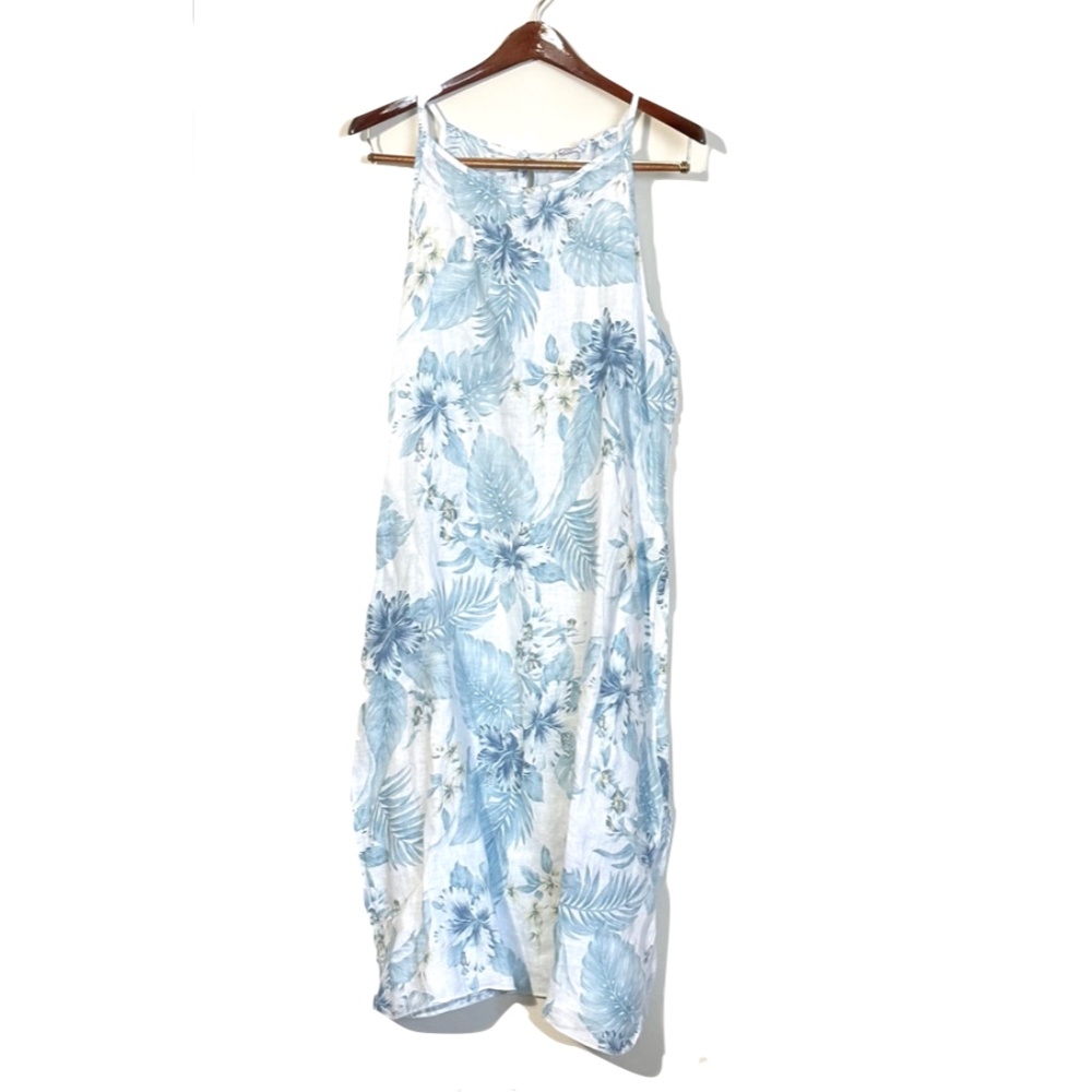 Lungo L'arno linen midi floral a line dress size large